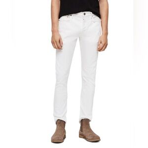 Allsaints Rex Button Fly Jeans Men’s  32W X 32L White Distressed Stretch